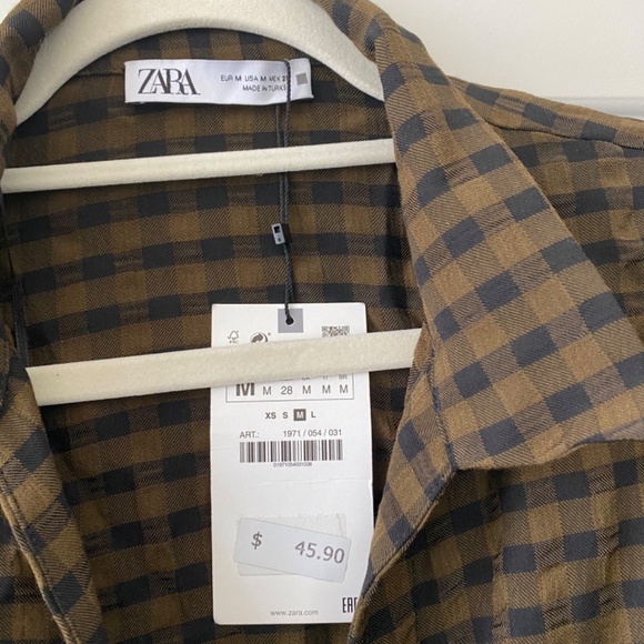 NWT Zara Checkered Crop Top - Picture 2 of 3